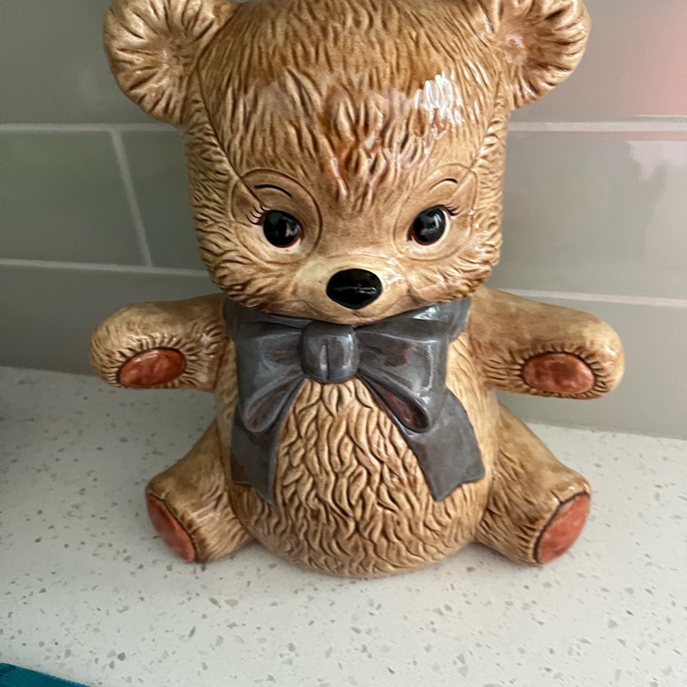 Handmade bear cookie jar